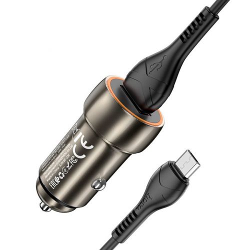 АЗУ USB 3.0A 1 USB порт HOCO Z46 QC3.0 кабель MicroUSB серый - фото
