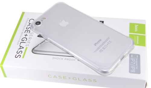 Чехол-накладка для iPhone 7/8/SE HOCO LIGHT TPU белая + стекло черное оптом, в розницу Центр Компаньон фото 3