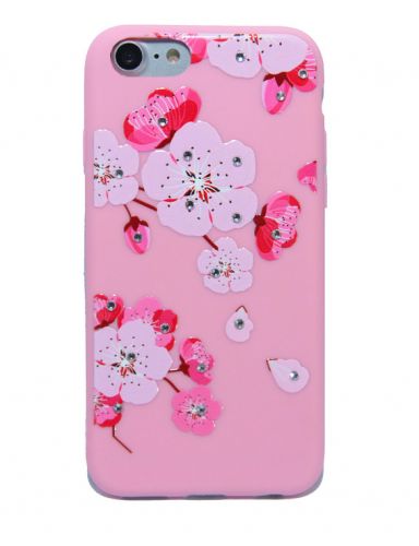 Чехол-накладка для iPhone 7/8/SE FASHION Розовое TPU стразы Вид 10 - фото
