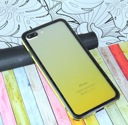 Чехол-накладка для iPhone 7/8 Plus GRADIENT TPU+Glass желтый  - фото