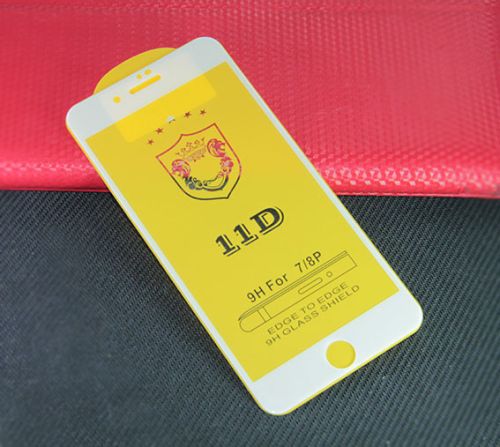 Защитное стекло для iPhone 7/8 Plus FULL GLUE (желтая основа) пакет белый оптом, в розницу Центр Компаньон