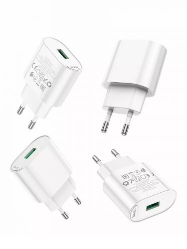 СЗУ USB 3.0A USB порт HOCO C109A Fighter PD20W QC3.0 кабель Type-C белый - оптовая продажа фото 3 СЗУ USB 3.0A USB порт HOCO C109A Fighter PD20W QC3.0 кабель Type-C белый - фото фото 3