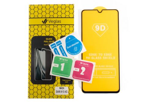 Защитное стекло для Samsung A135F A13 FULL GLUE VEGLAS YELLOW картон черный - фото фото 2