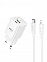 СЗУ Type-C HOCO C149A Charm 3A PD30W QC3.0 кабель Lightning белый - фото