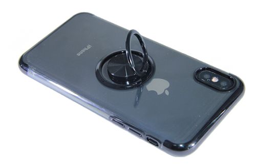 Чехол-накладка для iPhone XS Max ELECTROPLATED TPU КОЛЬЦО черный оптом, в розницу Центр Компаньон