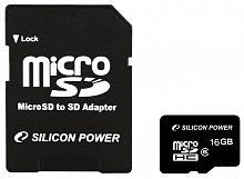 Карта памяти MicroSD 16 Gb Класс 10 Silicon Power адаптер - фото