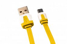 Купить Кабель USB-Micro USB Flat Длинный штекер пакет бело-желтый оптом, в розницу в ОРЦ Компаньон