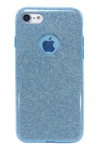 Чехол-накладка для iPhone 7/8/SE JZZS Shinny 3в1 TPU синяя - фото