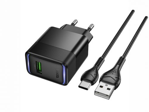 СЗУ USB HOCO CS111A QC3.0 кабель Type-C черный - оптовая продажа фото 2 СЗУ USB HOCO CS111A QC3.0 кабель Type-C черный - фото фото 2