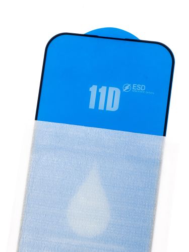 Защитное стекло для iPhone 15 11D FULL GLUE (синяя основа) пакет черный оптом, в розницу Центр Компаньон фото 3