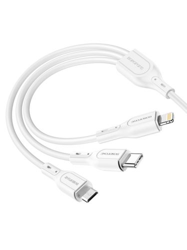 Кабель USB 3в1 MicroUSB-Lightning 8Pin-Type-C BOROFONE BX66 Silicone 2.4A белый - фото фото 2