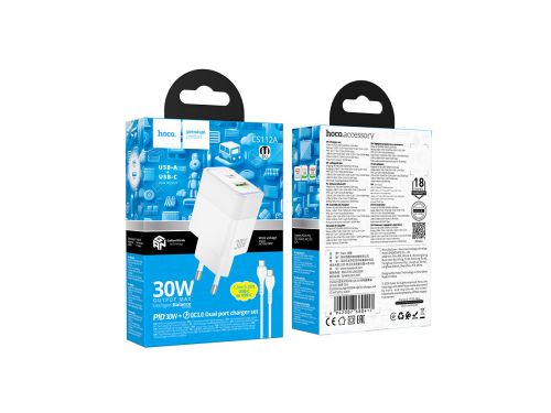 СЗУ USB HOCO CS112A PD30W QC3.0 кабель Type-C белый - фото фото 5