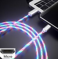 Купить Кабель USB-Micro USB X-Cable Магнитный Светящийся 1м белый  оптом, в розницу в ОРЦ Компаньон