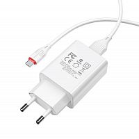 СЗУ USB 3.0A BOROFONE BA21A Long Journey QC3.0 18W кабель Micro белый - фото