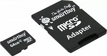 Карта памяти MicroSDХС 64GB Класс 4 Smart Buy адаптер - фото