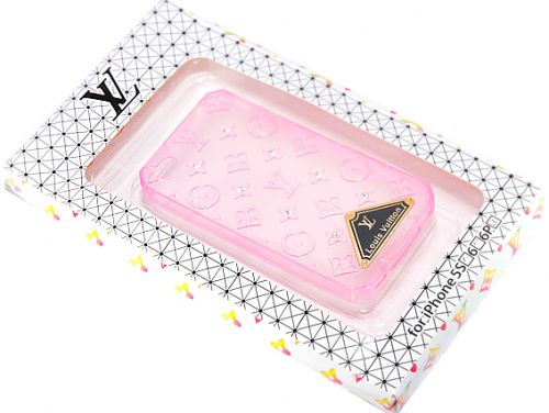 Чехол-накладка для iPhone 4/4S  LV TPU стразы розовый - фото фото 2