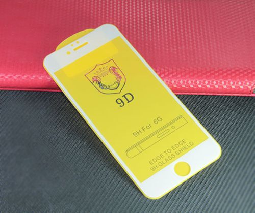 Защитное стекло для iPhone 6/6S FULL GLUE (желтая основа) пакет белый оптом, в розницу Центр Компаньон