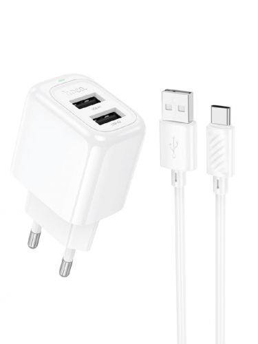 СЗУ USB HOCO CS51A 2.4A кабель Type-C белый - фото