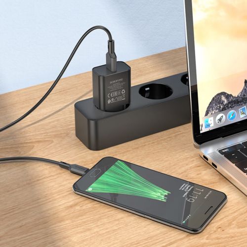 СЗУ USB 3.0A BOROFONE BA72A Spring QC3.0 18W кабель Micro черный - оптовая продажа фото 3 СЗУ USB 3.0A BOROFONE BA72A Spring QC3.0 18W кабель Micro черный - фото фото 3