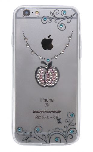 Чехол-накладка для iPhone 6/6S YOUNICOU стразы Яблоко PC+TPU черный - фото