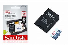 Карта памяти MicroSD 128 Gb Класс 10 SanDisk Ultra Android UHS-I 80Mb/s с адаптером - фото