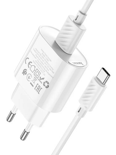 СЗУ USB 3.0A USB порт HOCO C109A Fighter PD20W QC3.0 кабель Type-C белый - оптовая продажа фото 2 СЗУ USB 3.0A USB порт HOCO C109A Fighter PD20W QC3.0 кабель Type-C белый - фото фото 2