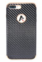 Чехол-накладка для iPhone 7/8 Plus  ANYLAND TPU+Кожа Карбон черный - фото