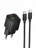 СЗУ Type-C HOCO N65 3A PD20W QC3.0 кабель Type-C черный - фото