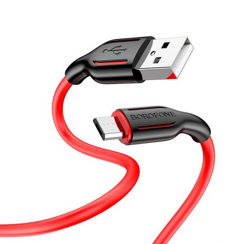 Кабель USB-Micro USB BOROFONE BX63 Charming 2.4A 1м черно-красный оптом, в розницу Центр Компаньон