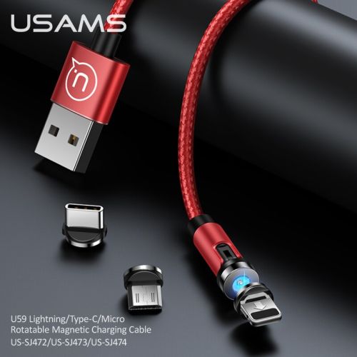 Кабель USB Type-C USAMS US-SJ473 U59 Rotatable Magnetic 1м красный оптом, в розницу Центр Компаньон фото 2