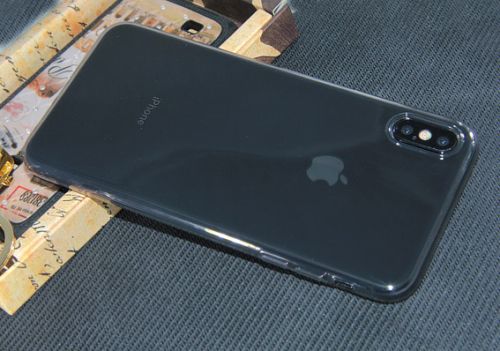 Чехол-накладка для iPhone XS Max FASHION TPU пакет черно-прозрачный оптом, в розницу Центр Компаньон фото 3