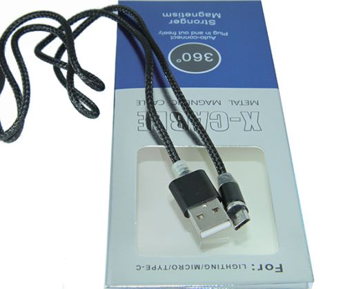 Кабель USB-Micro USB X-Cable Магнитный 1м черный  оптом, в розницу Центр Компаньон фото 2