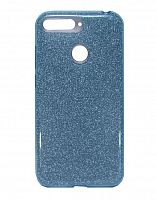 Чехол-накладка для HUAWEI Honor 7A Pro/Y6 Prime 2018 JZZS Shinny 3в1 TPU синяя - фото