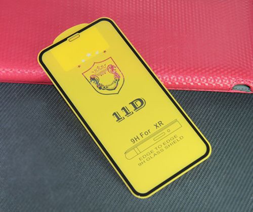 Защитное стекло для iPhone XR/11 FULL GLUE (желтая основа) пакет черный оптом, в розницу Центр Компаньон фото 2