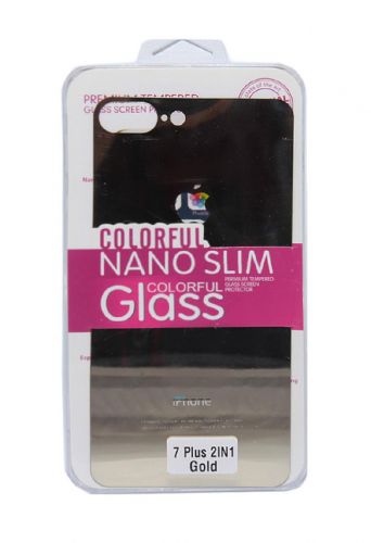 Защитное стекло для iPhone 7/8 Plus 2в1 золото - фото