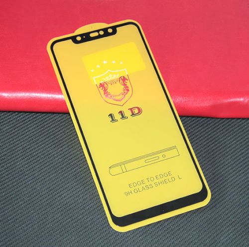 Защитное стекло для XIAOMI Redmi Note 6 Pro FULL GLUE (желтая основа) пакет черный оптом, в розницу Центр Компаньон