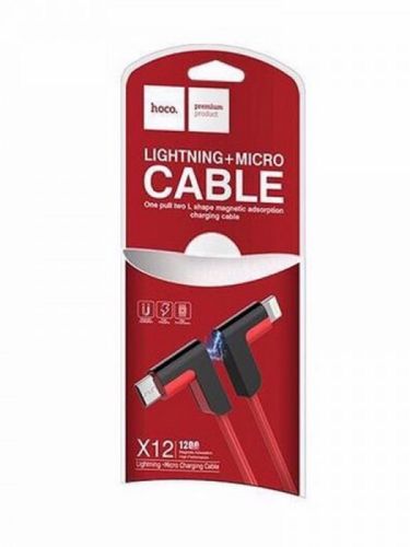 Кабель USB 2в1 MicroUSB-Lightning 8Pin HOCO X12 1м красный оптом, в розницу Центр Компаньон фото 2