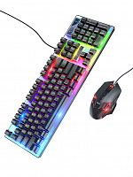 Проводная клавиатура HOCO GM18 Luminous + Мышь черный - фото