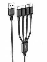 Кабель USB 4в1 MicroUSB-Lightning 8Pin-Type-C-Type-C HOCO X76 черный - фото
