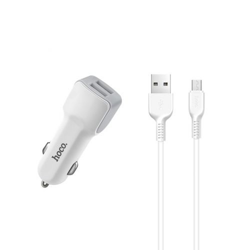 АЗУ USB 2.4A 2 USB порта HOCO Z23 кабель MicroUSB белый - оптовая продажа АЗУ USB 2.4A 2 USB порта HOCO Z23 кабель MicroUSB белый - фото
