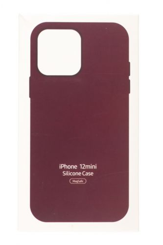 Чехол-накладка для iPhone 12 Mini SILICONE TPU поддержка MagSafe бордовый коробка - фото фото 4