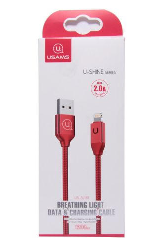 Кабель USB Lightning 8Pin USAMS US-SJ181 U-Shine Breathing Light 1.2м красный оптом, в розницу Центр Компаньон фото 3