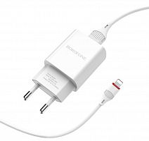 Купить СЗУ USB 2.1A BOROFONE BA20A Sharp кабель Lightning 8Pin белый оптом, в розницу в ОРЦ Компаньон