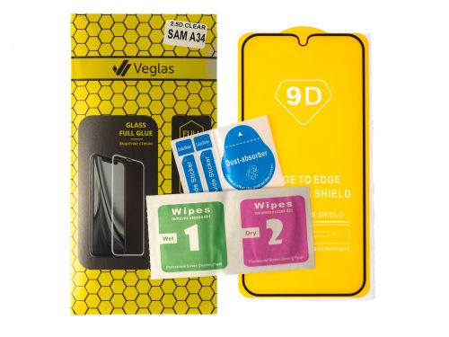 Защитное стекло для Samsung A346E A34 FULL GLUE VEGLAS YELLOW картон черный - фото фото 4