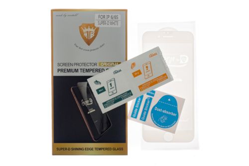 Защитное стекло для iPhone 6/6S Mietubl Super-D коробка белый - фото фото 3
