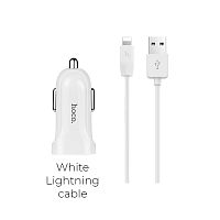 Купить АЗУ USB 2.4A 2 выхода HOCO Z2A кабель Lightning 8Pin белый оптом, в розницу в ОРЦ Компаньон