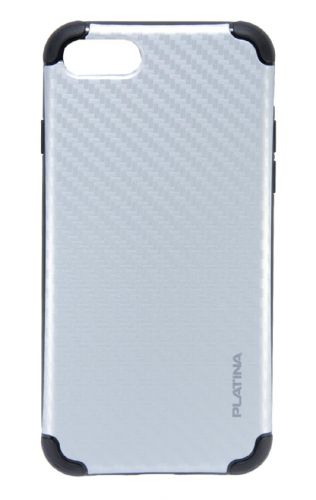 Чехол-накладка для iPhone 7/8/SE PLATINA TPU+PC Карбон серебро - фото