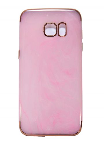 Чехол-накладка для Samsung G930 S7 C-CASE МРАМОР TPU розовый - фото