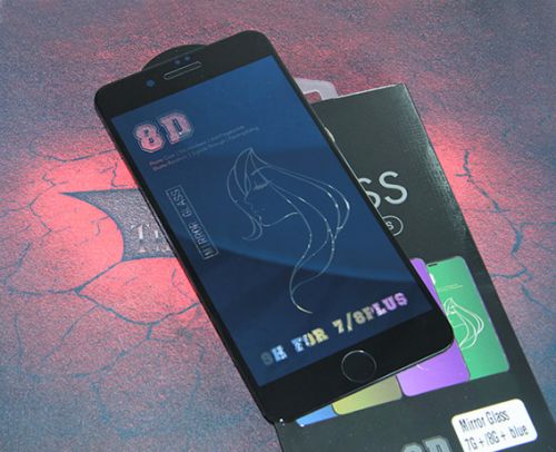 Защитное стекло для iPhone 7/8 Plus 8D MIRROR коробка синий - оптовая продажа Защитное стекло для iPhone 7/8 Plus 8D MIRROR коробка синий - фото