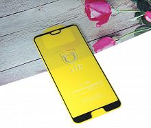 Защитное стекло для HUAWEI P20 FULL GLUE (желтая основа) картон черный - фото